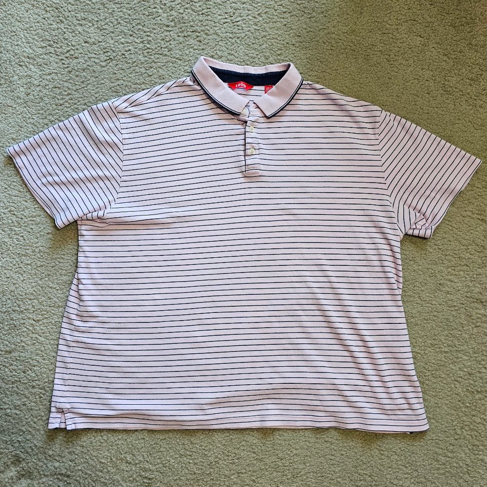 IZOD Men's Feeder Stripe Soft Touch Interlock Polo - Fairy Tale Pink XXL